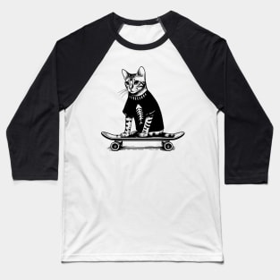 Skateboard Cat Baseball T-Shirt